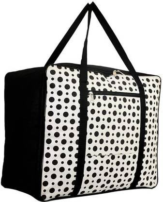 ASHFIYA Polka Dot Printed Large Travel & Storage Bag with Zip Closure and Strong Handles | Foldable Multipurpose Lightweight Luggage Organizer for Clothes, Blankets, Quilts & Sarees Set of 1