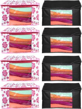 AMIRA INDUSTRIES Stylish Tear Resistant and Water Resistant Non Woven Saree Cover/Garment Covers/Under Bed Storage Bags Pack of 8