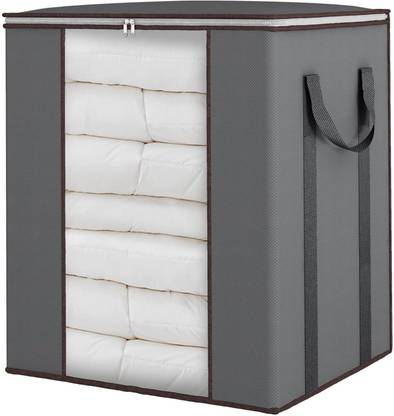 infinity craft Extra Large Blanket Storage Bags 90L Dustproof Transparent Window Pillow Sheet Foldable Clothes Storage Organizer Container Reinforced Handles Breathable For Double Bed Quilt/Saree Bag/Lehnga Storage & Wardrobe Organizing (Set of 1)