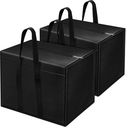 SH NASIMA Moisture Proof Multi-Purpose Storage Bag /Clothing Storage Organiser/Toy Storage Bag/Stationery Paper Storage Bag -Black, Pack Of 2