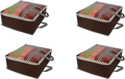 Ankit International AI_Brown_Rajai_04 Underbed Storage Bag Blanket Storage Bag Organizer Blanket Cover with a Large Transparent Window and Side Handles AI_Brown_Rajai_04