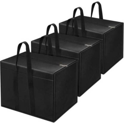 QUAIL Moisture Proof Multipurpose Storage Bag | Clothing Storage Organizers Toy Storage, Stationery Paper Storage Bag with Zipper & Strong Handle | Set of 3