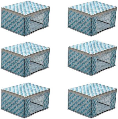 bapu creation 80 gsm White glossy leaves With light blue Background sari cover packof6