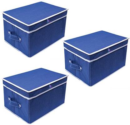 Craft Bazar Storage Box Foldable Organizer for Cloths,kid's toy with Top Lid (Pack of 3) Box to Store Household Items