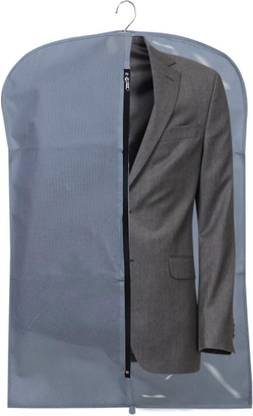 Home Decor Expert Coat cover Half Transparent Foldable Non Woven 1 Piece Men's Coat Blazer Cover Grey Grey coat