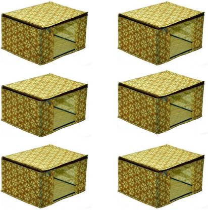 bapu creation 100 gsm multi color checks design sari cover packof6
