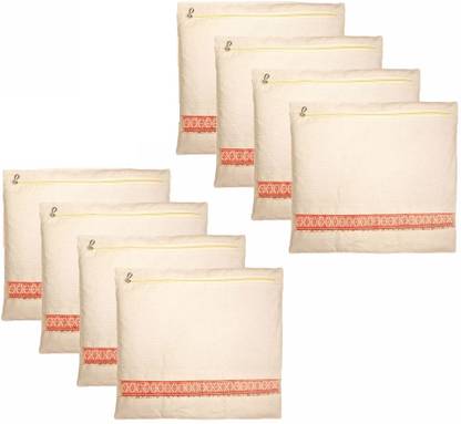 FAB ELLITE SET OF 8 Cotton Saree Pouch Wardrobe Organizer Garment Cover Sari Bag for Clothe Storage Chain Saree Bag 16X14 INCH