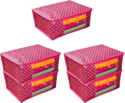 adhira creations Red_Checks_05-AI Saree cover/Wardrobe Organizer Clothes /Storage Cover Red_Checks_05-AI