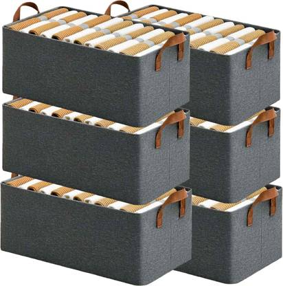 निक्सी हब Foldable Clothes Organiser with Metal Frame (Pack of 6) Wardrobe Organiser for Storage, Versatile Wardrobe Organizer for a Clutter-Free Closet