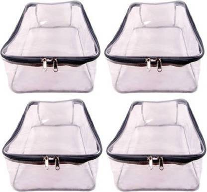 ultimatefashionista garment cover High Quality Travelling Bag Pack of 4 Pieces Large Transparent Shirt Cover Saree Cover storage Bag Organizer Bag vanity travelling pouch Garments Cover Keeps Upto 12-15 Saree each (Transparent) 4pc shirt cover(t.p)