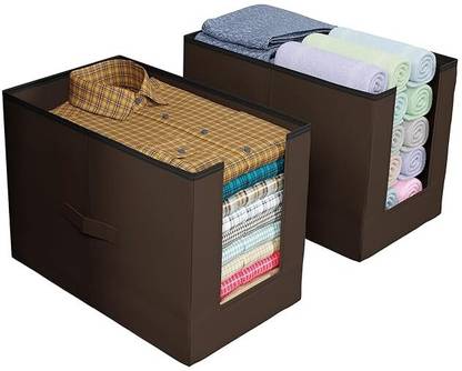KUBER INDUSTRIES Storage Box Shirt Organizer for Wardrobe Foldable Non Woven Shirt Stacker pack of 2