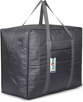 Peafowl Multipurpose Bag Double Bed Blanket Bag Cover/Saree Bag/Household Storage Bag New_Dot_Grey_Blanket