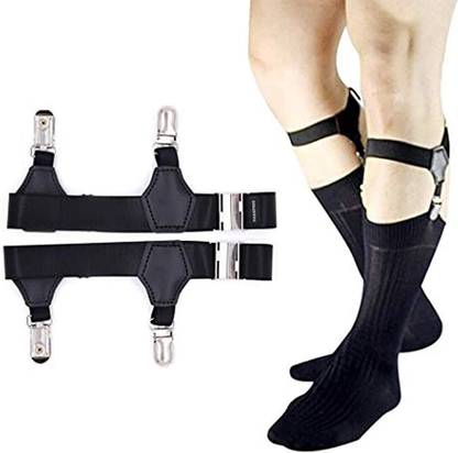 HUSB ™ High End Sock GTR Men's Sock Garters Belt Black Adjustable 1 Pair Sturdy Clip Garter