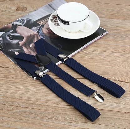 greyfab ™Navy Blue Suspenders for Men and Women Adjustable and elastic Y shape Garter