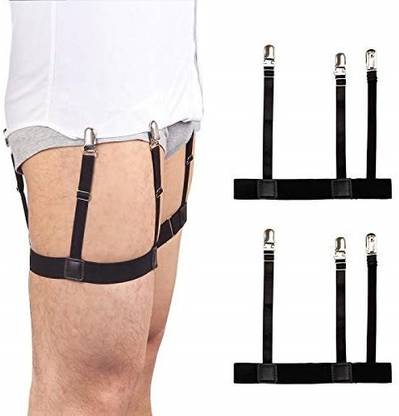 NIRMATSARAY Men's Shirt Stays for Shirt Tucking, Shirt Garter and holder Securing Shirt, black Garter