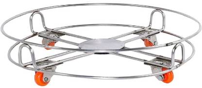 RBGIIT Compact Stainless Steel Kitchen Utility Round Trolley for Plants & Appliances Stainless Steel Kitchen Trolley