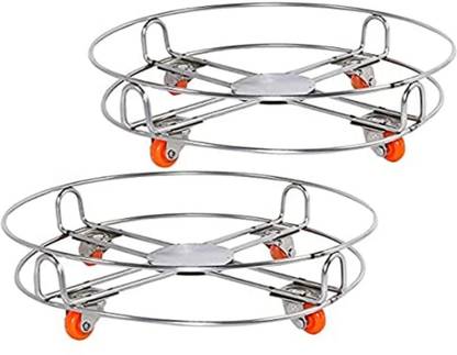RBGIIT 360° Rotating Wheels Heavy Duty Stand Anti-Skid Design Home & Kitchen Use Gas Cylinder Trolley