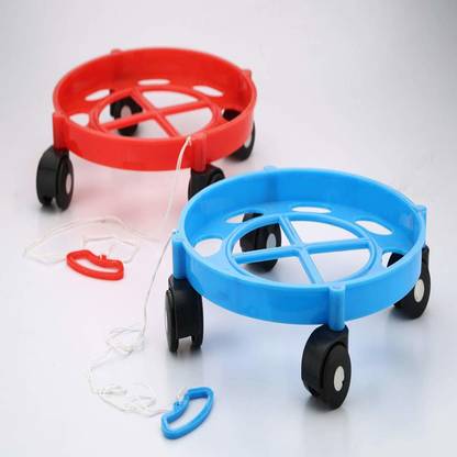 Shopative Heavy Plastic Gas Cylinder Trolley 2 in 1 LPG Cylinder Trolley Easily Movable Stand with Wheels Gas Cylinder Stands and Water Jug Stand Pack Of 2 Gas Cylinder Trolley