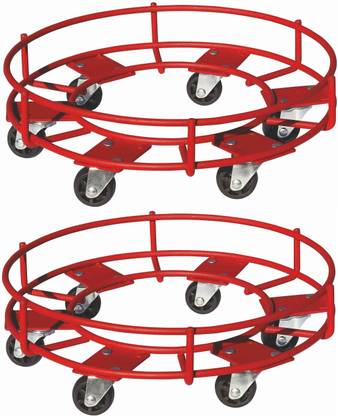 Familia Pack of 2 Multi function Premium Steel Cylinder Trolley | 6 Wheels Gas Cylinder Trolley