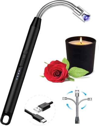JIG'sMART 360 Degree Flexible USB Plasma Rechargeable Electric Gas Lighter for Kitchen Plastic, PP (Polypropylene) Electronic Gas Lighter