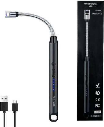 Bonfire 360° Flexible Neck Rechargeable Electric USB Arc Lighter for Cooking, Candles Aluminium, Plastic Electronic Gas Lighter