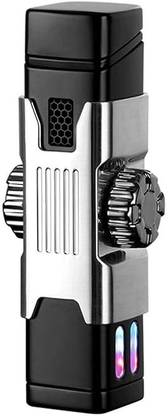 Pia International Electric with USB Rechargeable lighter Windproof Flameless Double Arc Plasma Sound Sensor Lighter Black Pocket Lighter