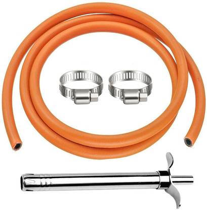 Handu Indian 20 Meter Gas Pipe with 2 Hose Clump and Lighter Super Suraksha Fine Quality ISO Certified LPG Hose Flexible Gas Pipe (Steel Wire Reinforced) Hose Pipe Hose Pipe