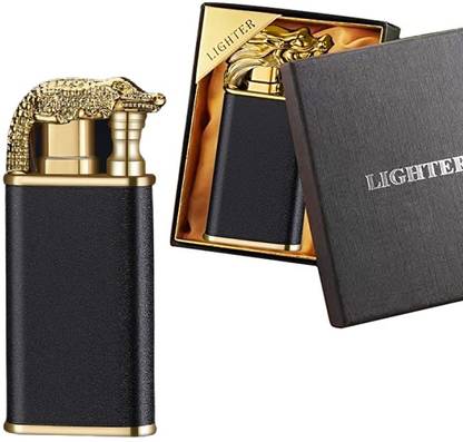 Orelius Fire Magic Dual Flame Crocodile Lighter with Adjusting Flame Key Windproof Gas Steel Gas Lighter