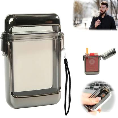 Avedia Cigarette Box Holder with Lighter, Slim Cigarette Case for Smoking for Men Plastic Electronic Gas Lighter