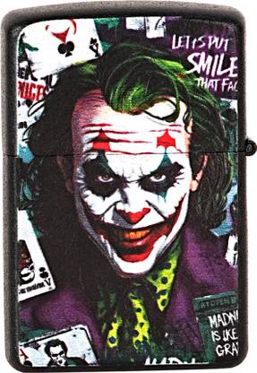 First Dot Premium Joker Design Essential Refillable Windproof Classic Smoking Iron Gas Lighter
