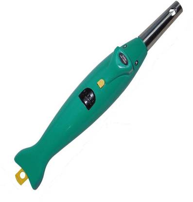 Protos India.Net Gas Lighter for Kitchen Stove Green 2 in 1 Torch Dolphin Lighter Gas Plastic Electronic Gas Lighter