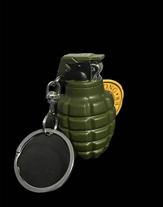 elegantsecret PUBG Hand Grenade Bomb Lighter Butane Gas Refillable Army Green Key Chain Steel, Plastic Gas Lighter