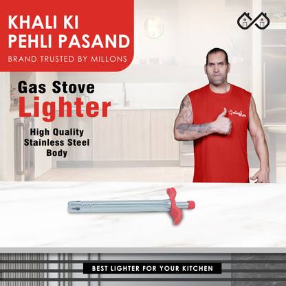 Sigri-wala Gas Lighter Red For Kitchen Steel Lighter Steel Gas Lighter