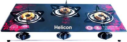 helicon Red & Black Glass, Stainless Steel Automatic Gas Stove