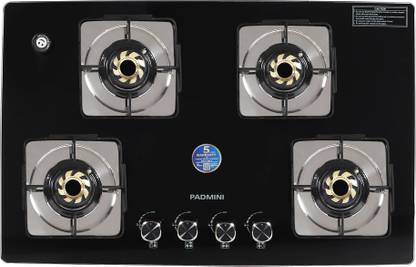 PADMINI PADMINI (CS-405 GL IB HOB)|4 burner gas hob | 8 MM Toughened Glass Automatic Hob