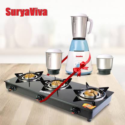 SURYAVIVA Photon 3B Combo mixer ronin 3 jar 500 watt Glass Manual Gas Stove