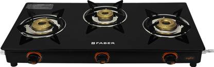 FABER COOKTOP JADE 3BC BK Manual Ignition, Black, Cast Iron Burners Glass Manual Gas Stove