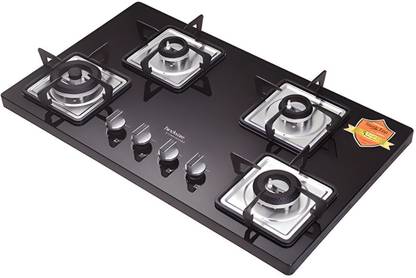 Hindware ROSIA 4B 76 | Powerful Brass Burners | Auto Ignition | Bakelite Knobs | Built in Glass Automatic Hob