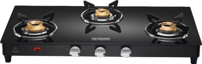 Hindware Smart Appliances ARMO Plus GL 3B AI BLK Glass Automatic Gas Stove