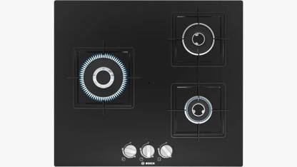 BOSCH Built-in Gas Hob Black Tempered Glass 3 Burner 60cm True brass(PNC6B6B11I) Glass Automatic Hob