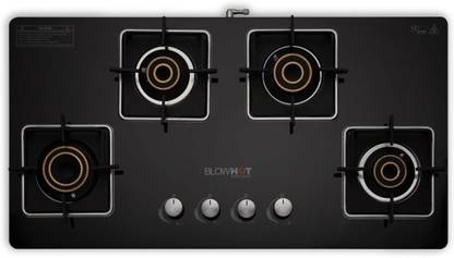 BLOWHOT Automatic Hybrid Design 4 High Performance Burner Toughened Glass, Aluminium Automatic Gas Stove
