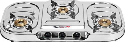 Suntex (3 Burners ) Brass Nozzle Stainless Steel Manual Gas Stove