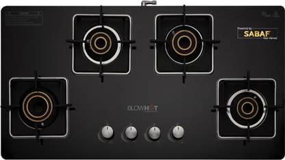 BLOWHOT Quartz Hybrid Design 4 High Performance Burner Toughened Glass Automatic Gas Stove