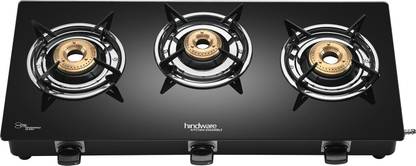 Hindware Brio Plus 3B Glass, Stainless Steel Manual Gas Stove
