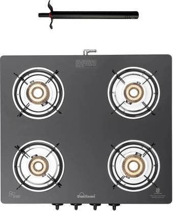 Sunflame Maleo 4 Burner Gas Stove With Lighter Glass Manual Gas Stove