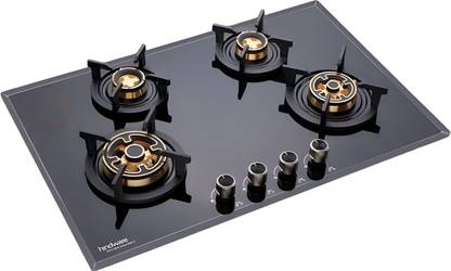 Hindware ADONIA 4B 80 | Brass Burners | Auto Ignition | Flame Failure Device | Built in Glass Automatic Hob
