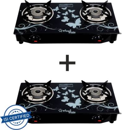 Sigri-wala 2 pc Set Tornado Delux Design Glass Manual Gas Stove  (2 Burners) at Rs. 1679