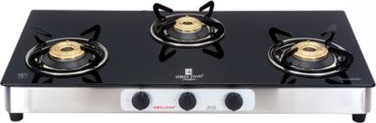 Golden Surya (Surya Jyoti) Premium Glass Top, Manual Ignition, 18 Months Warranty Stainless Steel Manual Gas Stove