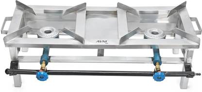 Avni Two Burner Gas Stove Bhatti Professional Grade Commercial Iron Manual Gas Stove