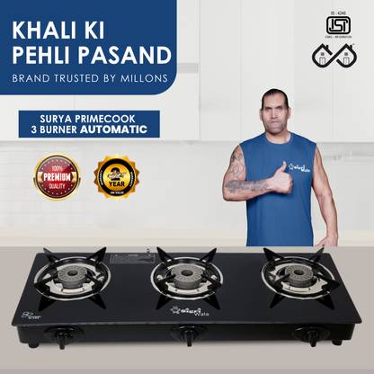 Sigri-wala Surya Primecook Automatic Royal Glass Automatic Gas Stove